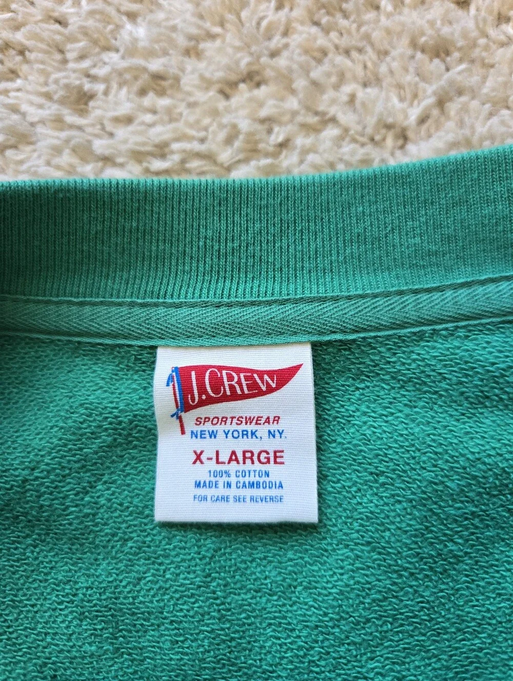 J.Crew Lightweight French Terry Sweatshirt Mens XL Green Cotton